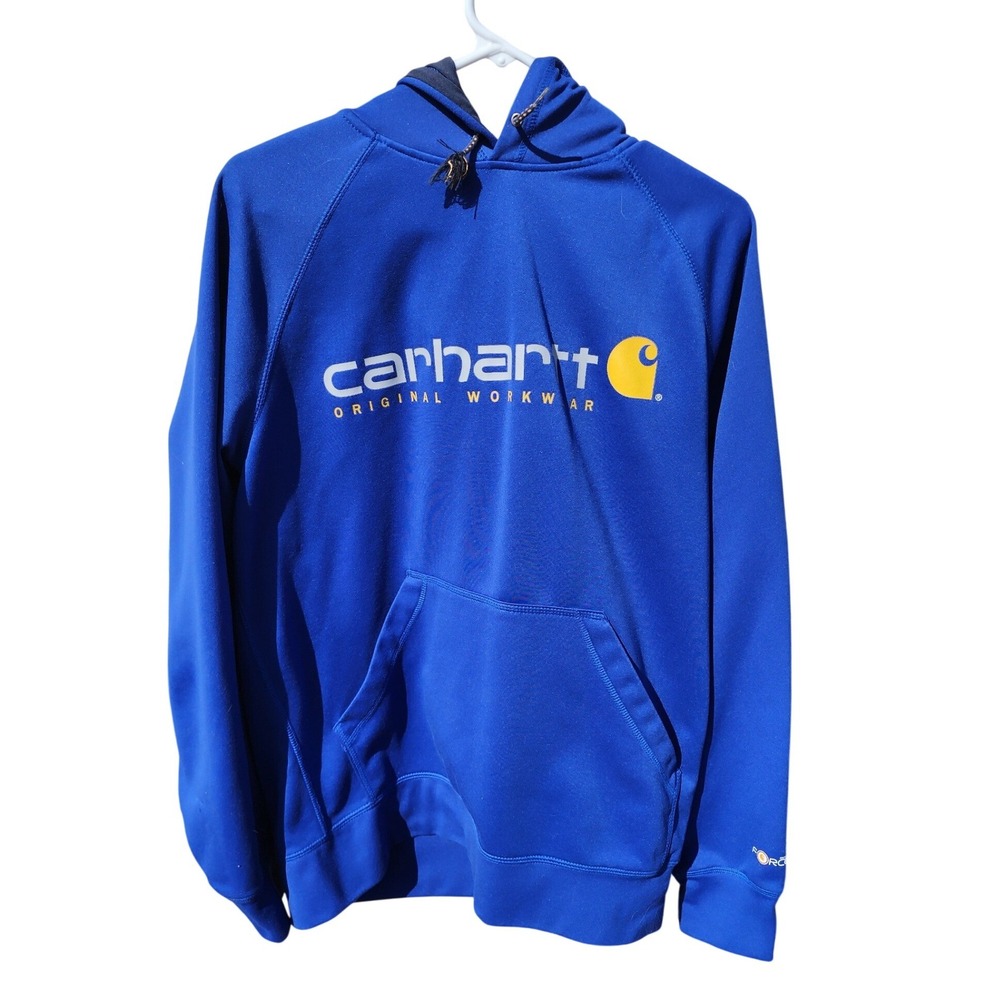 Carhartt Force Hoodie Mens Medium Blue Relaxed Fit Original Workwear Sweatshirt